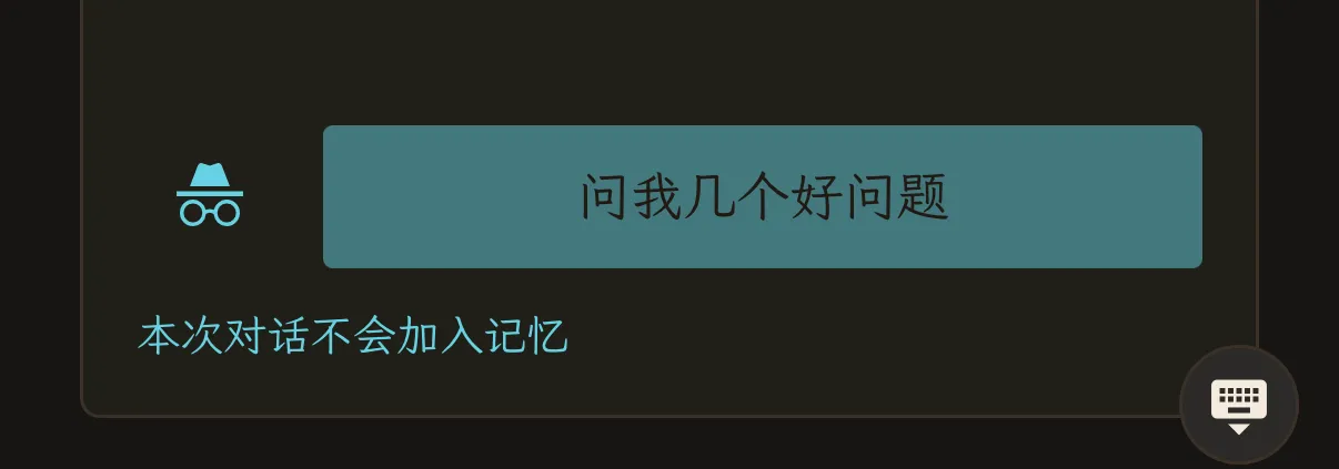 提问界面显示“本次对话不会加入记忆”的提示